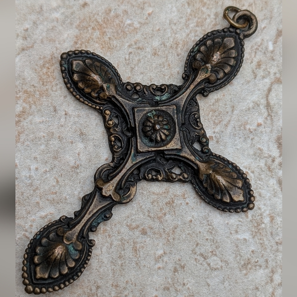 Ornate Bronze Cross Pendant